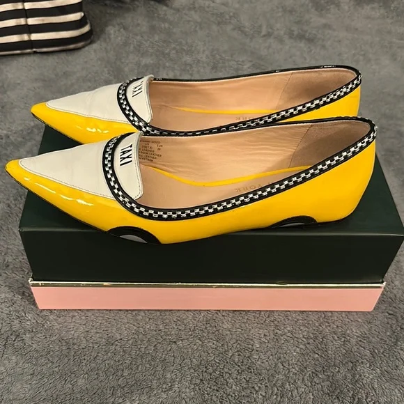 Kate Spade Taxi Yellow and White Flats - Picture 3 of 9